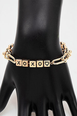 XOXO CUBIC BEAD ACCENT HARDWEAR CHAIN BRACELET