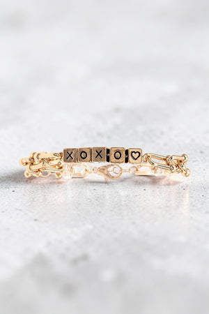 XOXO CUBIC BEAD ACCENT HARDWEAR CHAIN BRACELET