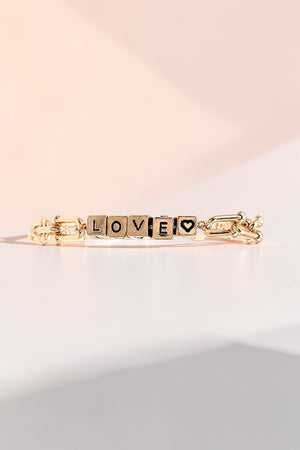 LOVE CUBE BEAD LINK HARDWEAR CHAIN BRACELET