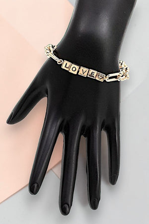 LOVE CUBE BEAD LINK HARDWEAR CHAIN BRACELET