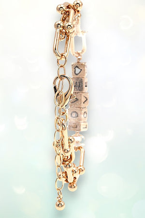 LOVE CUBE BEAD LINK HARDWEAR CHAIN BRACELET