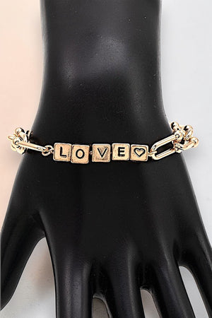 LOVE CUBE BEAD LINK HARDWEAR CHAIN BRACELET
