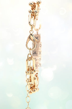 XOXO CUBIC BEAD ACCENT HARDWEAR CHAIN BRACELET