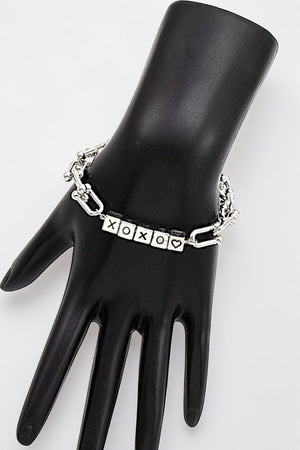 XOXO CUBIC BEAD ACCENT HARDWEAR CHAIN BRACELET