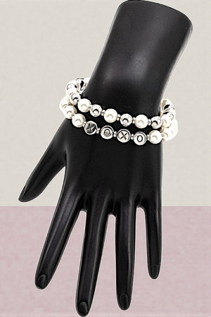 XOXO PEARL BEADED BRACELET SET