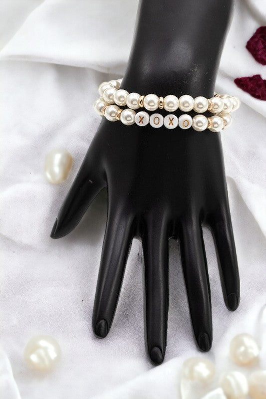 XOXO Pearl Bead Bracelet
