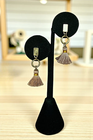 DANGLING TASSEL MIX POST EARRING SET