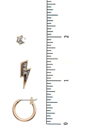 LIGHTNING BOLT MIX POST EARRING SET