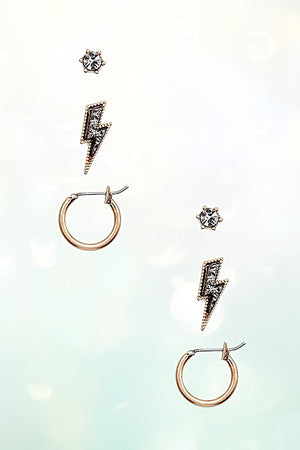 LIGHTNING BOLT MIX POST EARRING SET