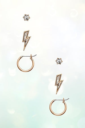 LIGHTNING BOLT MIX POST EARRING SET