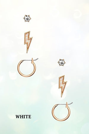 LIGHTNING BOLT MIX POST EARRING SET