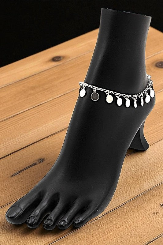 DISK CHARMS DANGLE CHAIN ANKLET