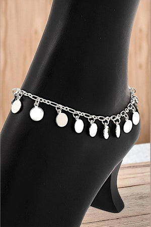 DISK CHARMS DANGLE CHAIN ANKLET