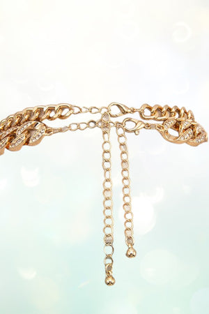 BEE AND RHINESTONE ACCENT LAYERED CHAIN NECKLACE AND BEE POST EARRING SET