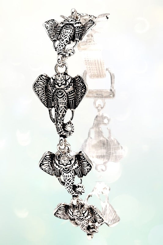 ETCHED ELEPHANT HEAD LINK BRACELET