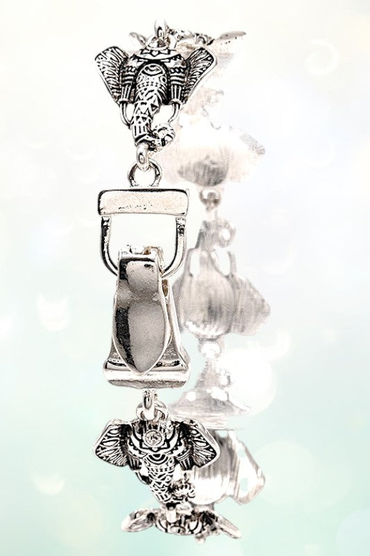 ETCHED ELEPHANT HEAD LINK BRACELET