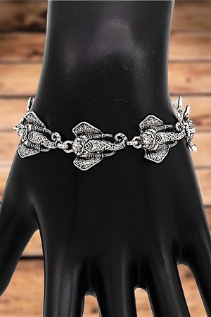 ETCHED ELEPHANT HEAD LINK BRACELET