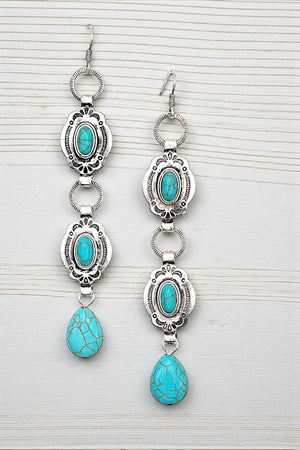 OVAL FRAMED GEM DROP OBLONG EARRING