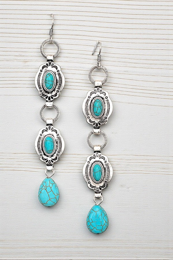 OVAL FRAMED GEM DROP OBLONG EARRING