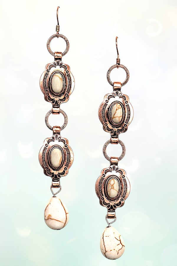 OVAL FRAMED GEM DROP OBLONG EARRING
