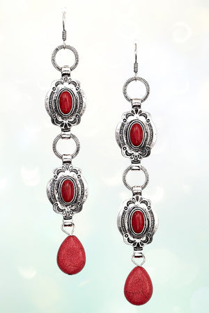 OVAL FRAMED GEM DROP OBLONG EARRING