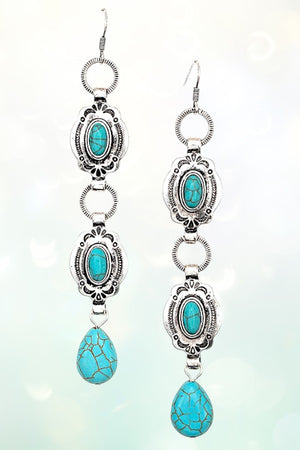 OVAL FRAMED GEM DROP OBLONG EARRING