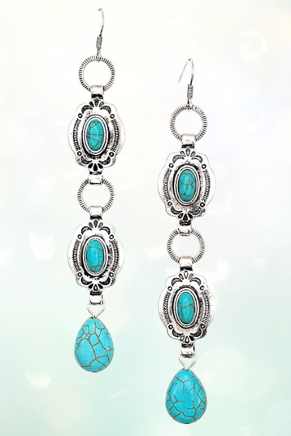 OVAL FRAMED GEM DROP OBLONG EARRING