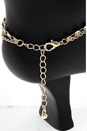 DISK CHAIN LINK LAYERED ANKLET