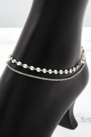 DISK CHAIN LINK LAYERED ANKLET