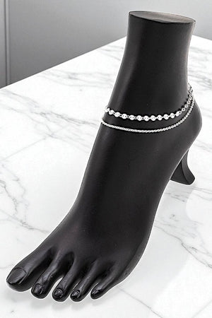 DISK CHAIN LINK LAYERED ANKLET