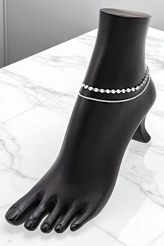 DISK CHAIN LINK LAYERED ANKLET