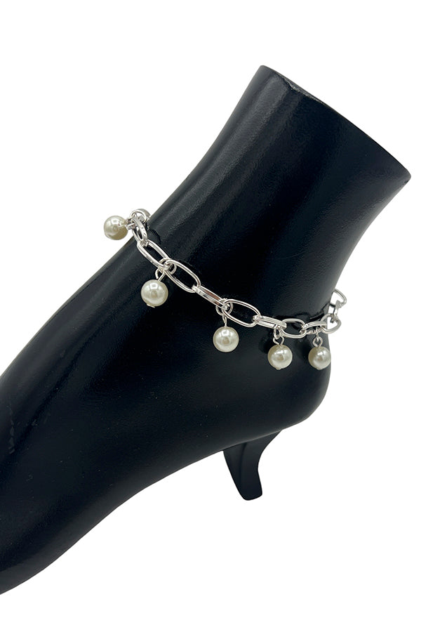 Dangling Pearl Chain Link Anklet
