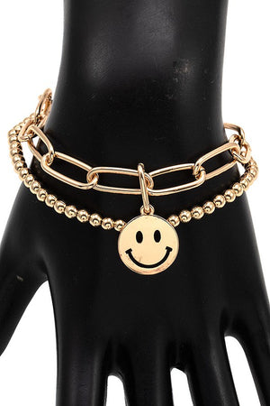 Multi Bead Smiley Face Charm Bracelet