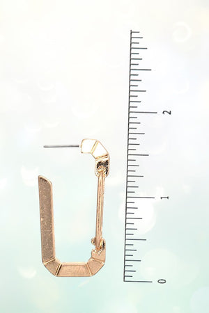 LINE ETCHED SEMI HOOP EARRING