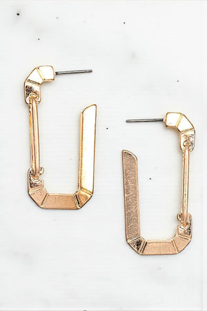 LINE ETCHED SEMI HOOP EARRING