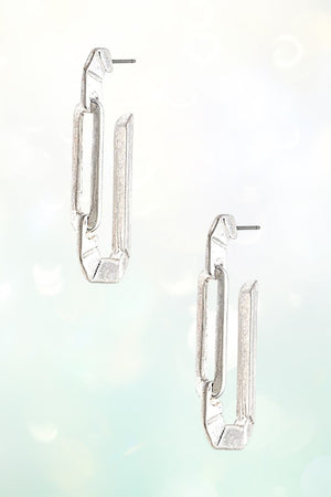 LINE ETCHED SEMI HOOP EARRING