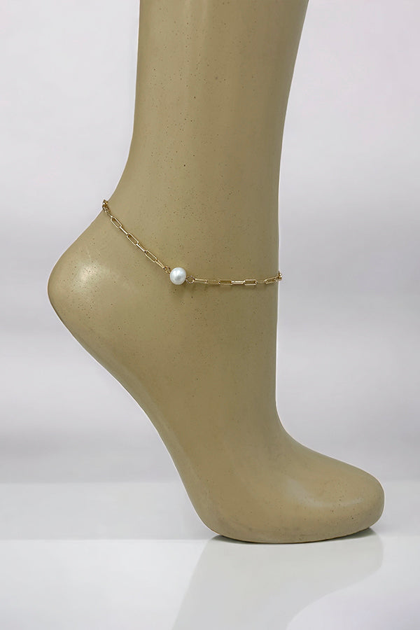 Freshwater Pearl Chain Link Anklet