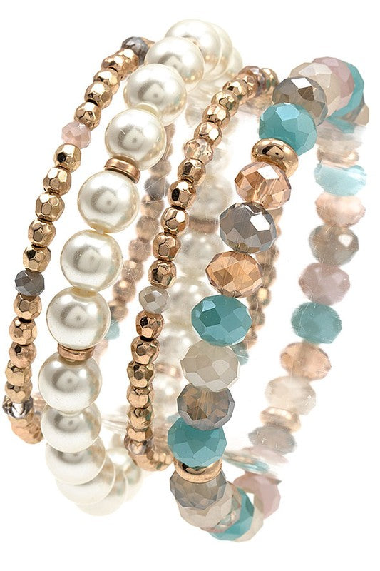 GLASS BEAD MIX PEARL BRACELET