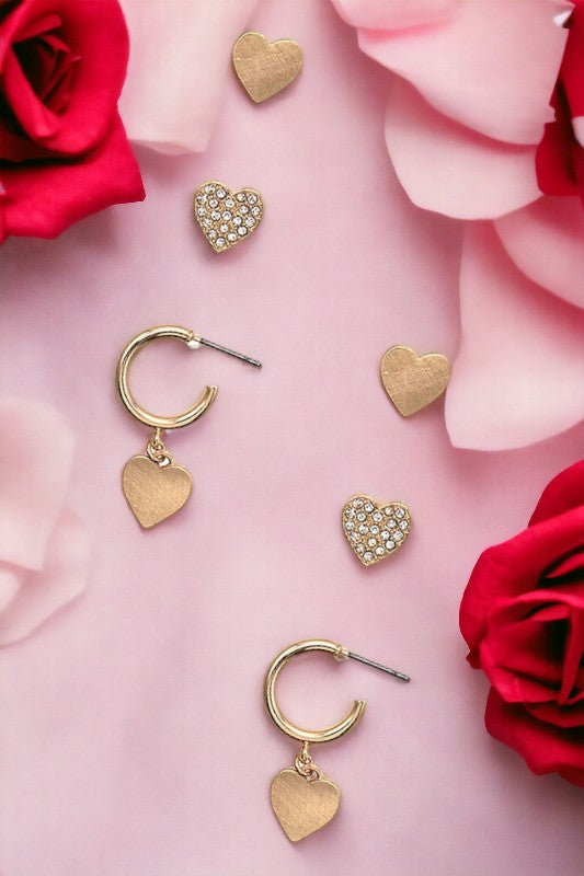 Heart Post Earring Set