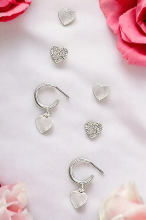 Heart Post Earring Set