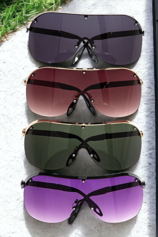 Oversize Frameless Shield Sunglasses