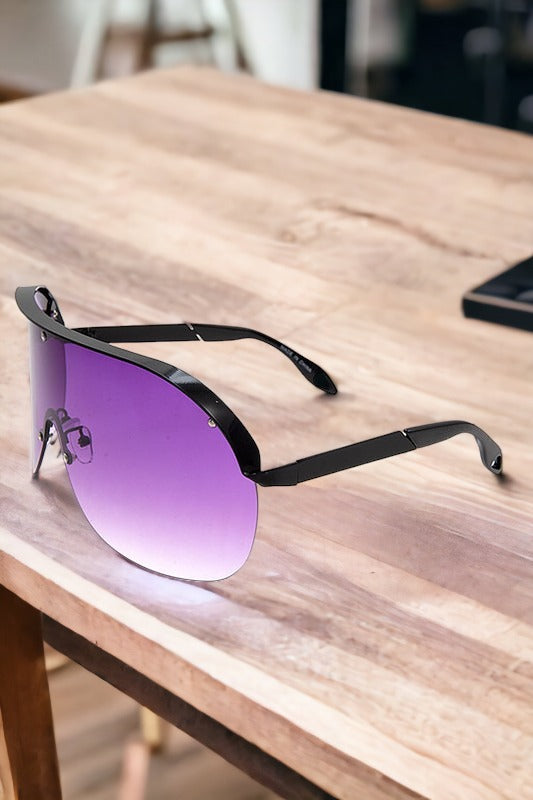 Oversize Frameless Shield Sunglasses