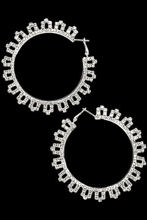 RHINESTONE PAVE ROUND HOOP EARRING