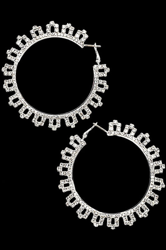 RHINESTONE PAVE ROUND HOOP EARRING