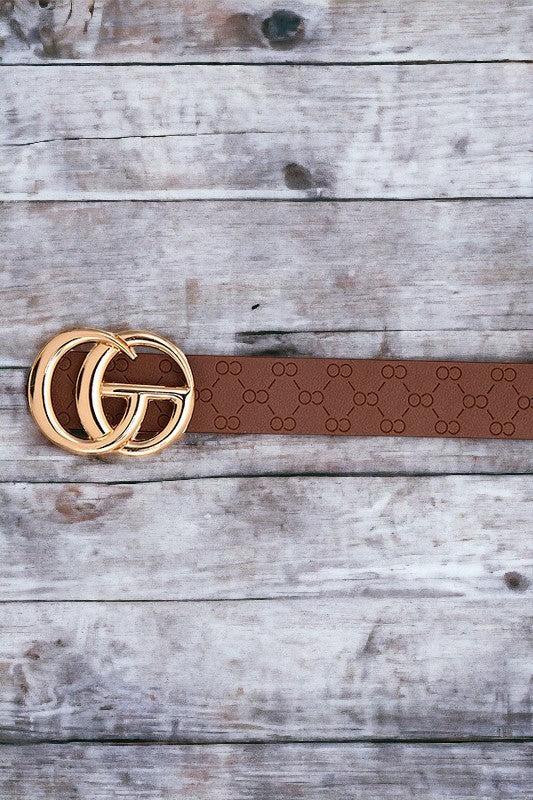 Etched Print Faux Leather Belt