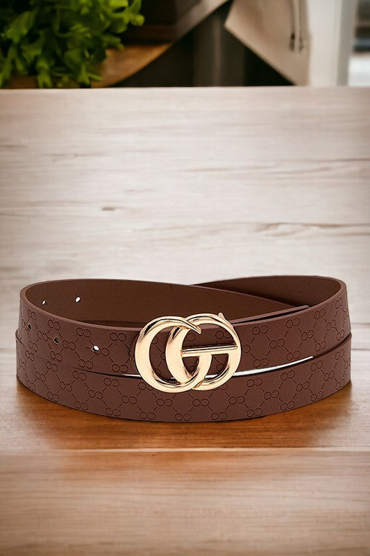 Etched Print Faux Leather Belt