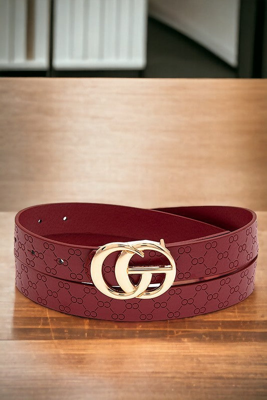 Etched Print Faux Leather Belt