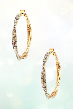 RHINESTONE PAVE TWIST HOOP EARRING