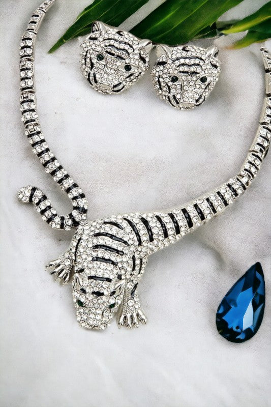 Tiger Rhinestone Necklace Set