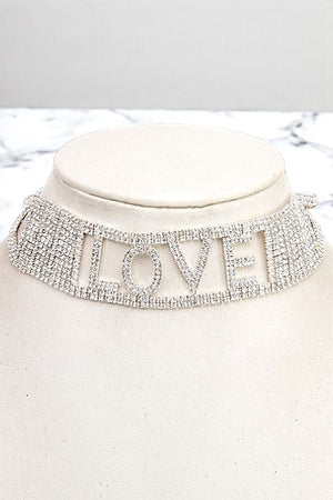 RHINESTONE PAVE LOVE CHOKER NECKLACE